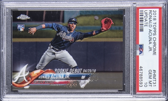2018 Topps Chrome Baseball Update Series "Rookie Debut" #HMT31 Ronald Acuna Jr. Rookie Card - PSA GEM MT 10
